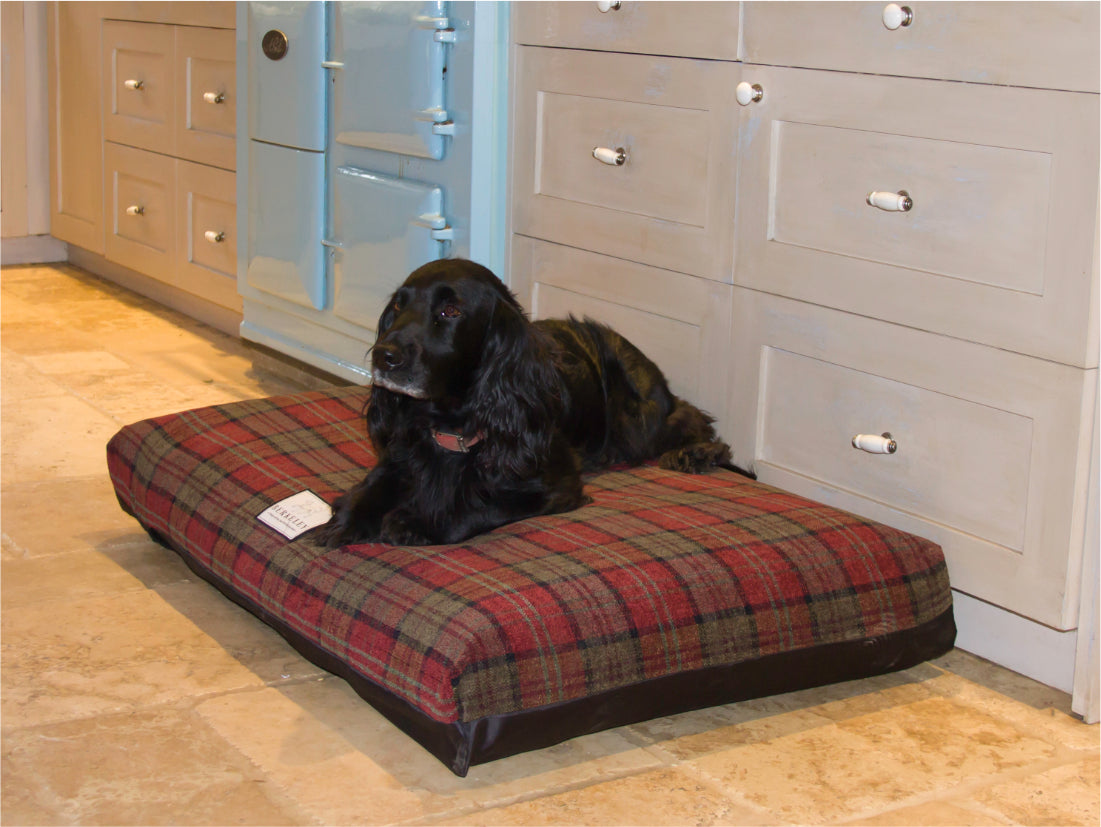 Luxury Dog Bed and Fabric Cover in Red Tartan